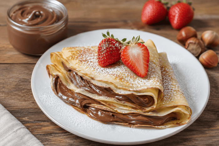nutellás palacsinta friss eperrel